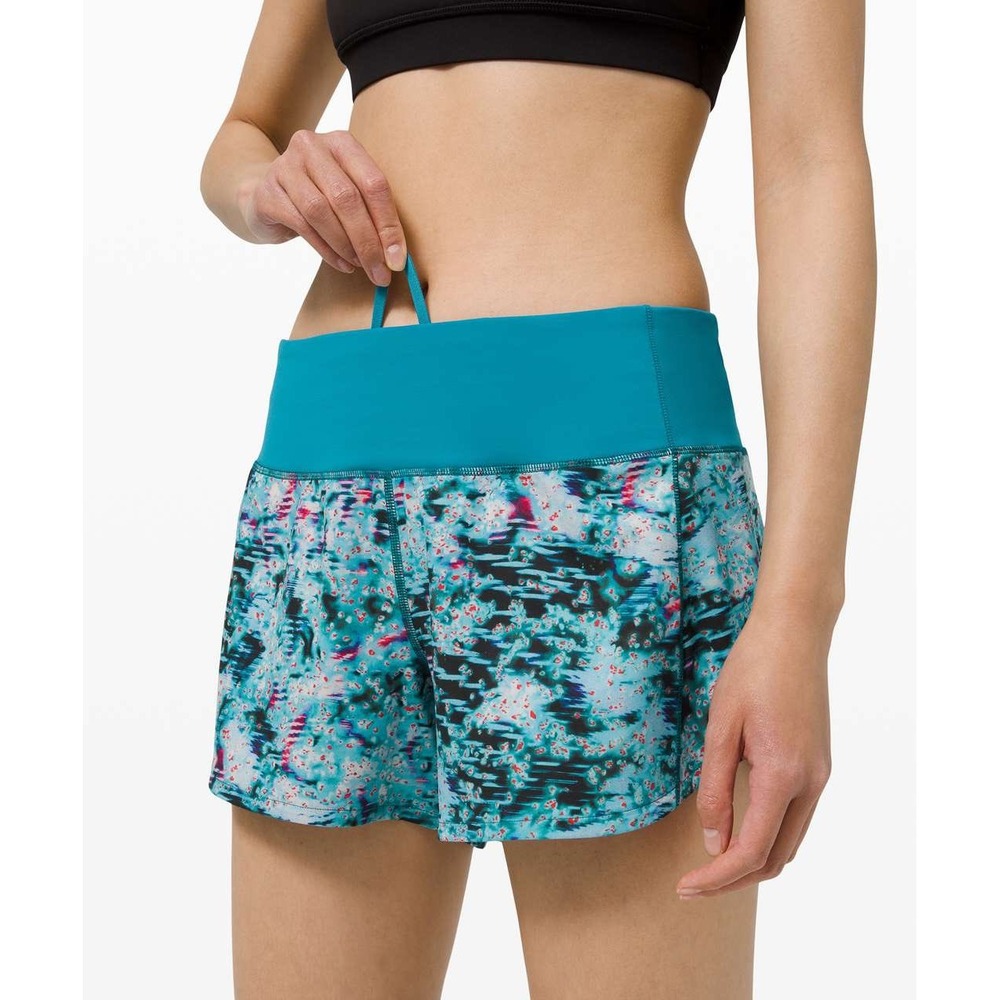 Lululemon Speed Up Short Long 4" Quick Start Multi Blue Teal 6 Gym Running